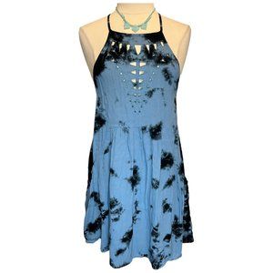Short blue and black tie dyed dress